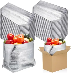 meekoo 30 Pcs Insulated Box Liners for Shipping 13 x 8.5 x 12 Inch Large Foil Reusable Insulated Bags for Lunch Box Shopping Bag Shipping Container Insulation Lining Waterproof Package Frozen Food