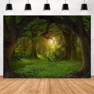 MEHOFOND 8x6ft Enchanted Jungle Forest Backdrop Wonderland Jungle Fairytale Natural Scenery Photography Background Birthday Party Decor Photo Booth Props