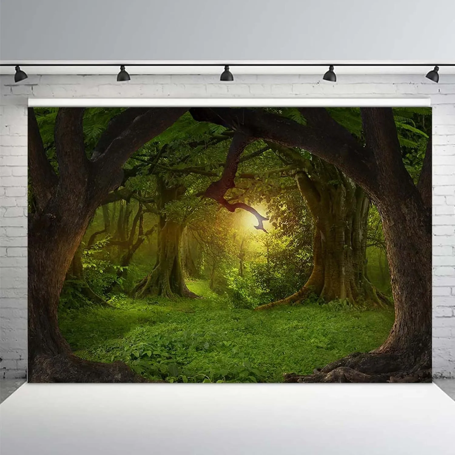 MEHOFOND 8x6ft Enchanted Jungle Forest Backdrop Wonderland Jungle Fairytale Natural Scenery Photography Background Birthday Party Decor Photo Booth Props