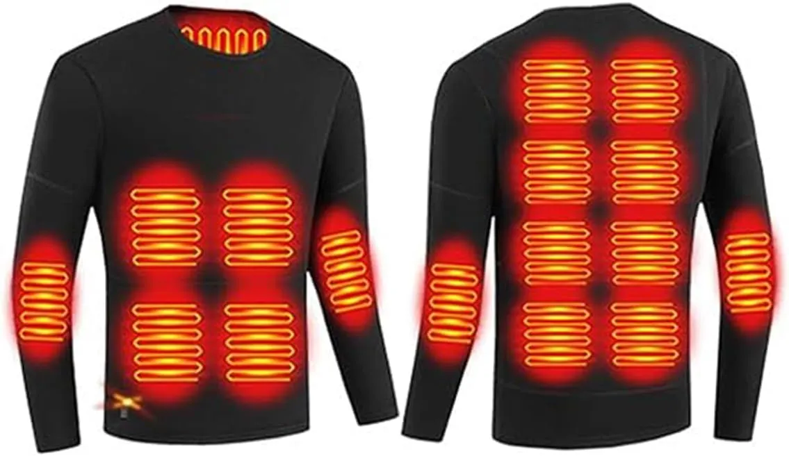 Men Electric Heated Underwear Tops 16 Zone USB Heating Thermal Shirt for Outdoor Cold Weather