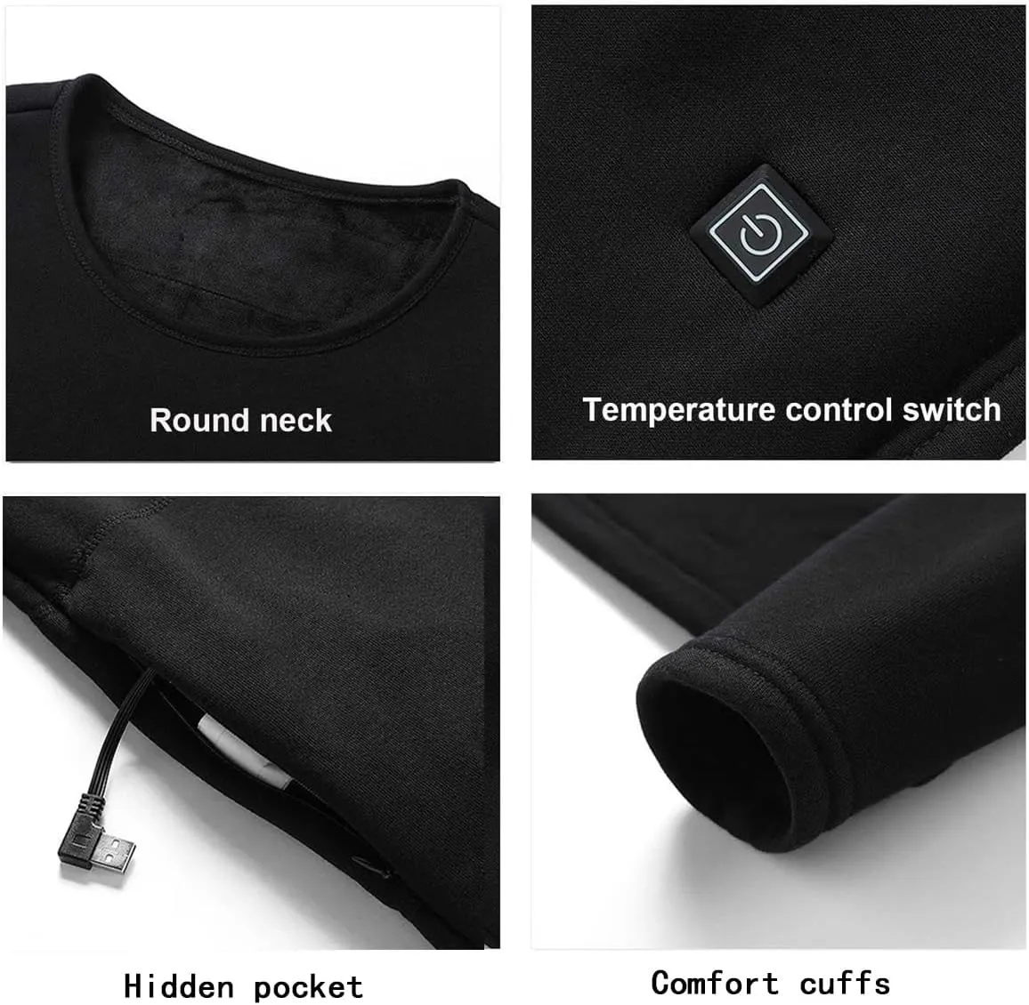 Men Electric Heated Underwear Tops 16 Zone USB Heating Thermal Shirt for Outdoor Cold Weather