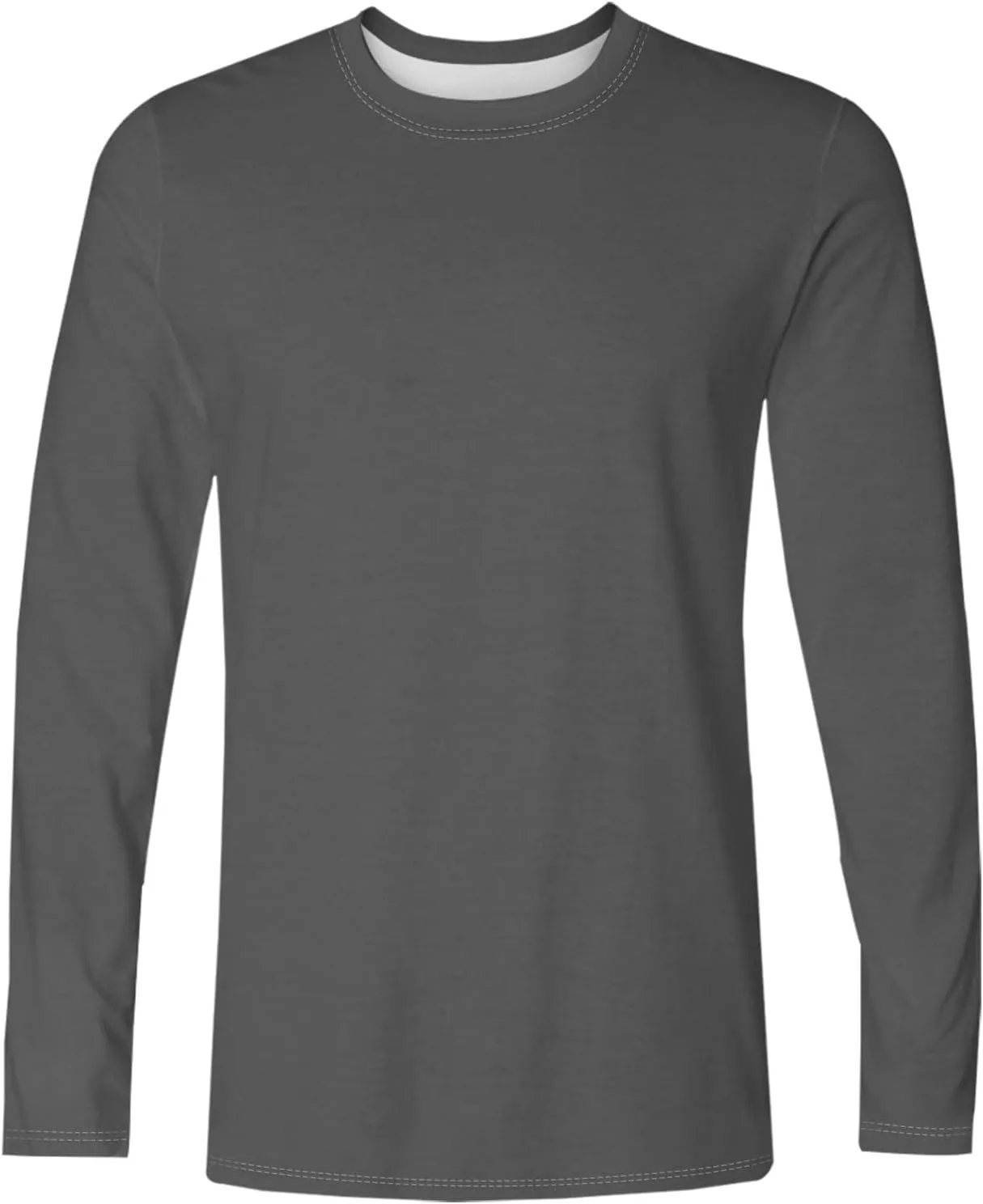 Men's Fall Sports Shirts Round Neck Loose Fit Tops Lightweight Long Sleeve Running Tee Casual Solid Comfy Gym Clothes