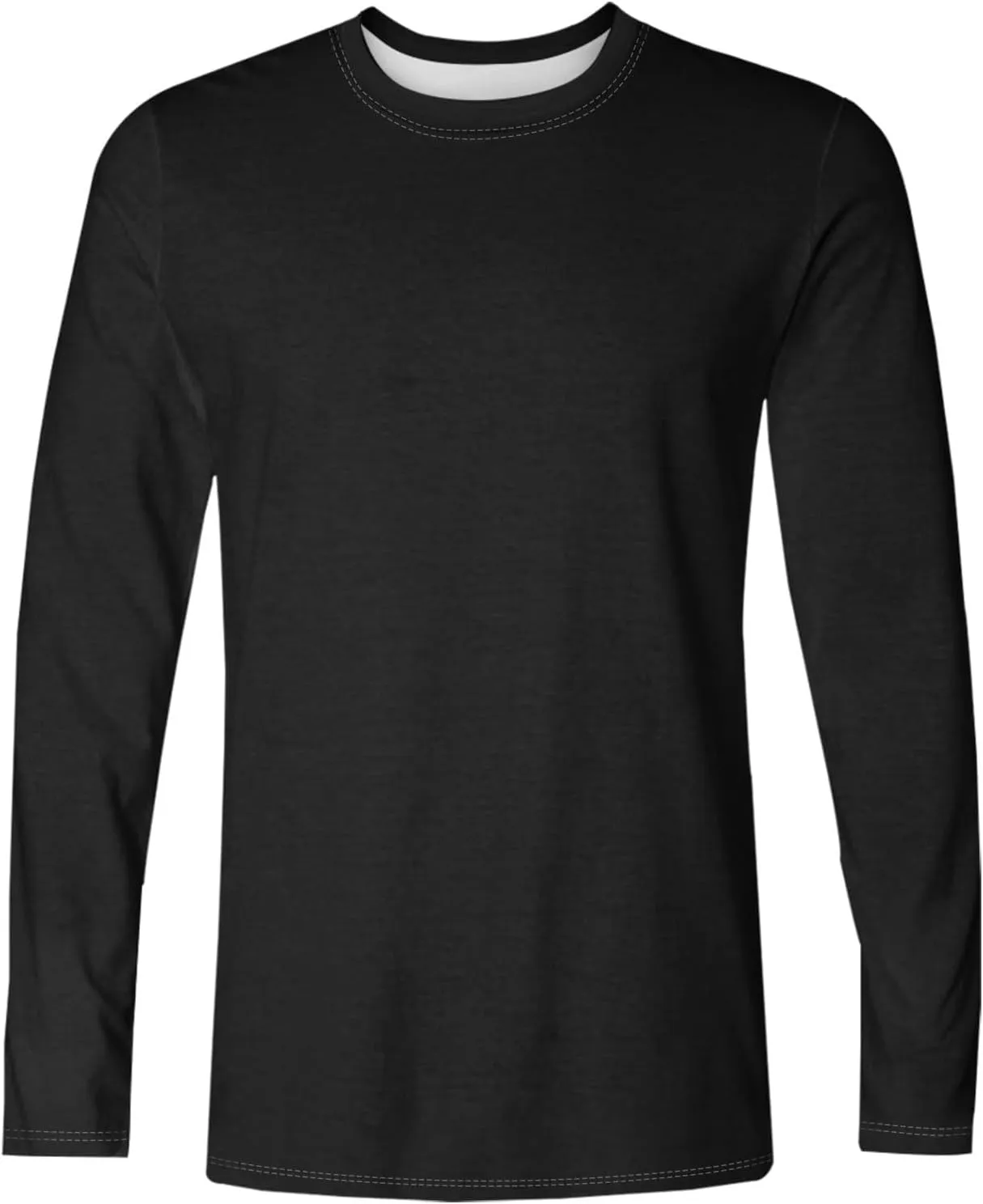 Men's Fall Sports Shirts Round Neck Loose Fit Tops Lightweight Long Sleeve Running Tee Casual Solid Comfy Gym Clothes