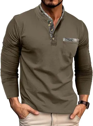 Mens Polo Shirts Long Sleeve Collared Tops Vintage Casual Slim Tshirts Fall Casual Solid Tee Comfy Soft Golf Outfits