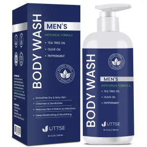 Mens Tea Tree Body Wash: Antifungal Soap - Eliminates Body Odors & Skin Irritations - 10.1fl.oz/300ml