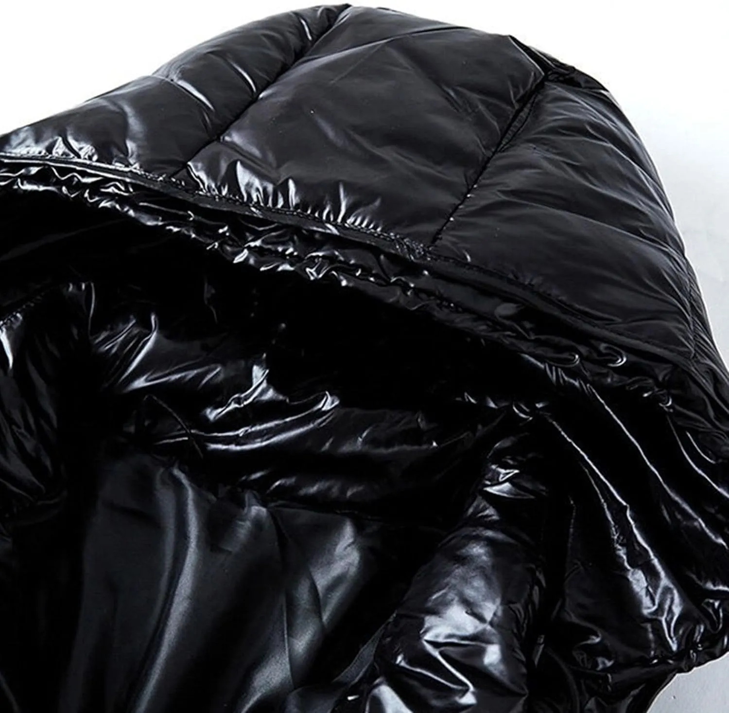 Men's Thermal Shiny Hooded Down Coat Casual Windproof Puffer Jacket Bubble Puffy Ski Parka with Hood