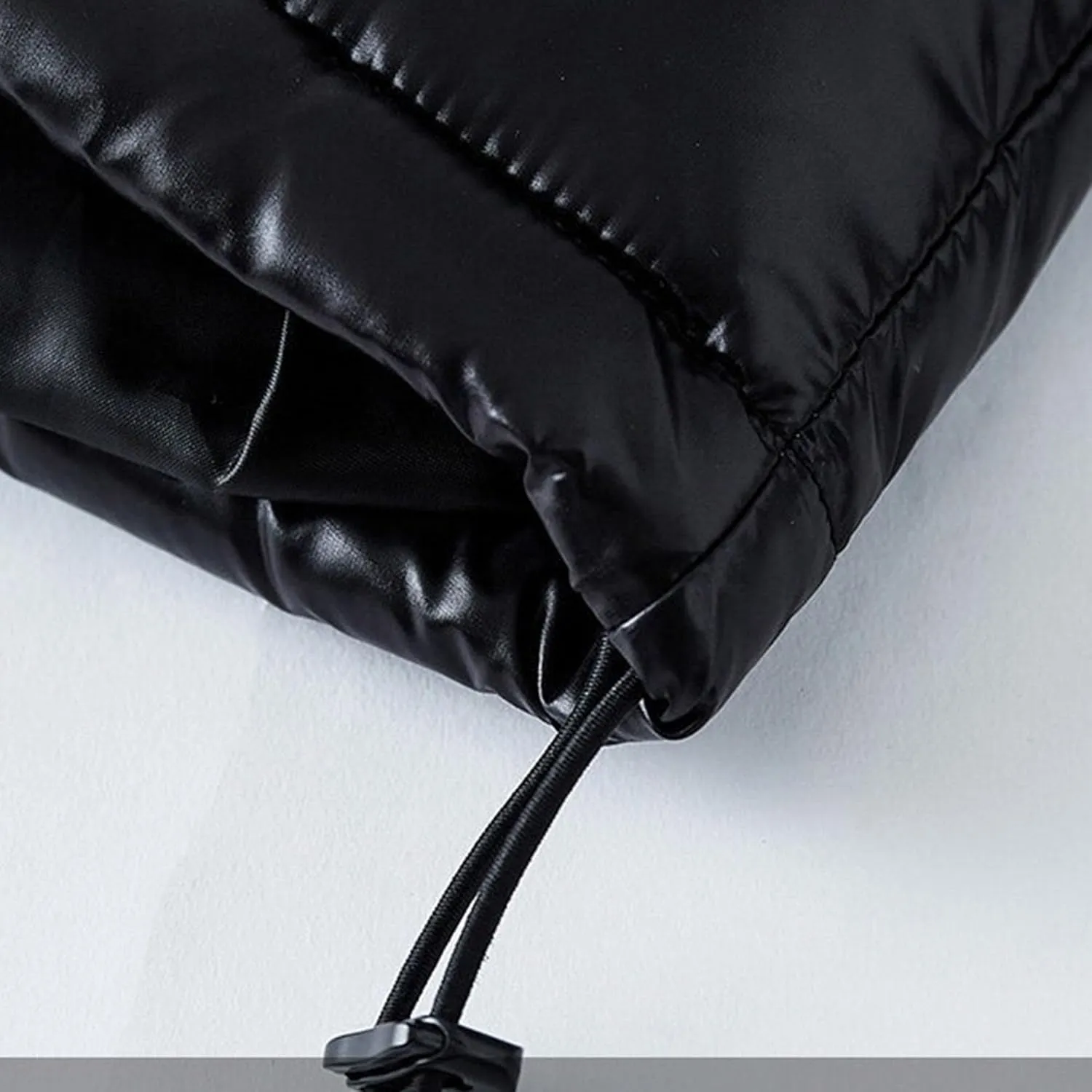 Men's Thermal Shiny Hooded Down Coat Casual Windproof Puffer Jacket Bubble Puffy Ski Parka with Hood