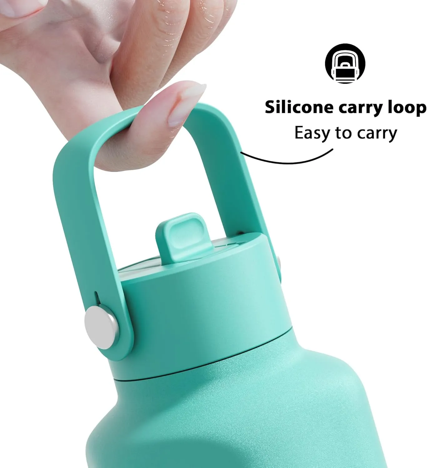 Meoky Men Insulated Water Bottle for Sports: 24 oz Stainless Steel Water Bottle with Straw and Flip Lid for Work - Commuters Gym Enthusiasts, Mint Green
