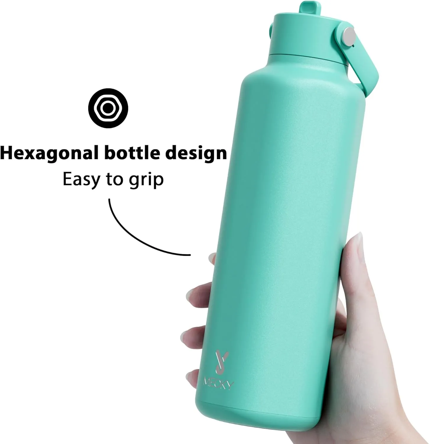 Meoky Men Insulated Water Bottle for Sports: 24 oz Stainless Steel Water Bottle with Straw and Flip Lid for Work - Commuters Gym Enthusiasts, Mint Green