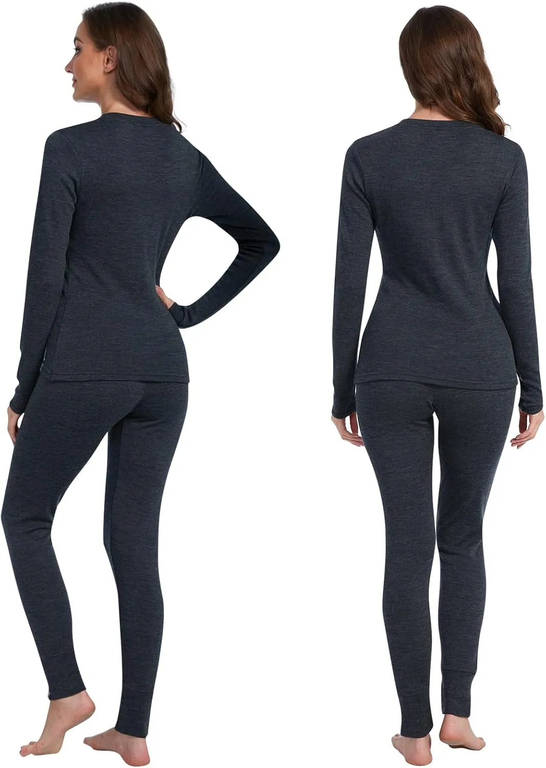 MERINNOVATION Merino Wool Base Layer Set for Women 100% Merino Wool Thermal Underwear Set