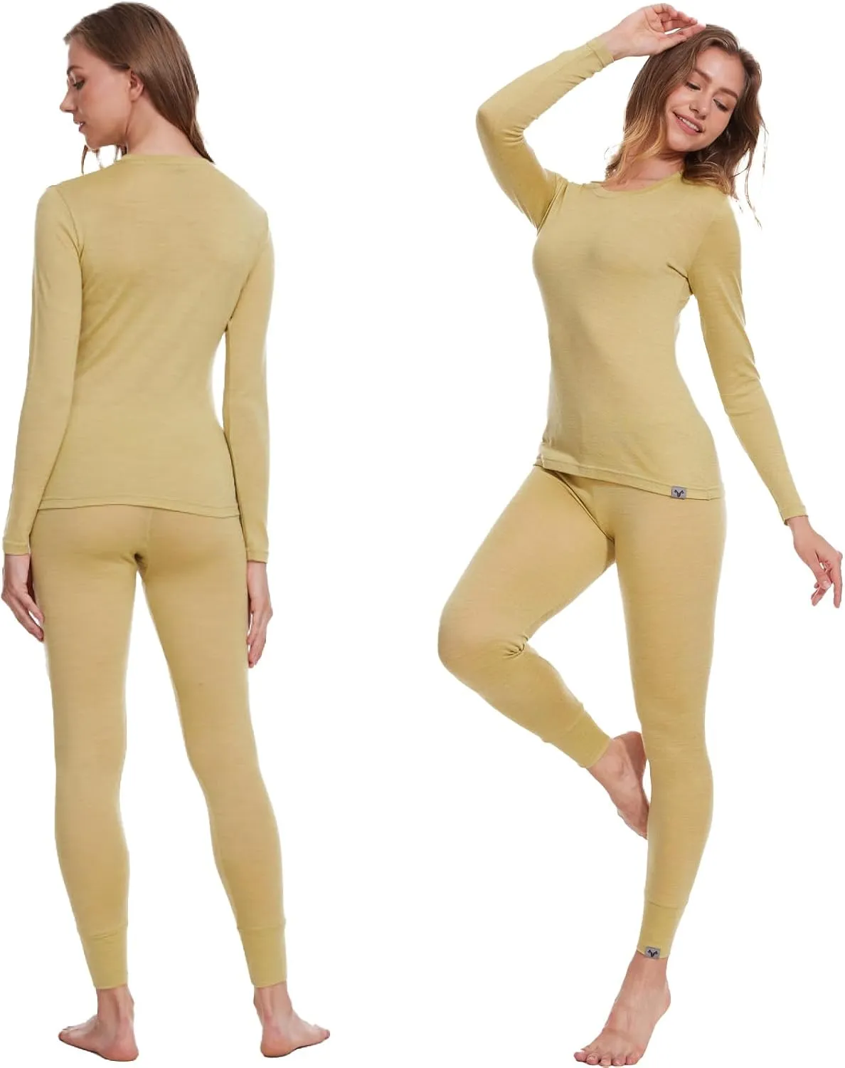 MERINNOVATION Merino Wool Base Layer Set for Women 100% Merino Wool Thermal Underwear Set