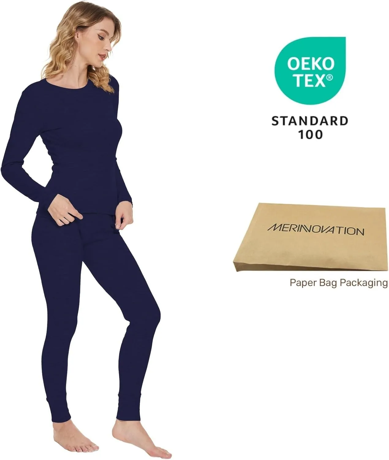 MERINNOVATION Merino Wool Base Layer Women 100% Merino Wool Long Sleeve Thermal Shirts for Women for Skiing Hiking