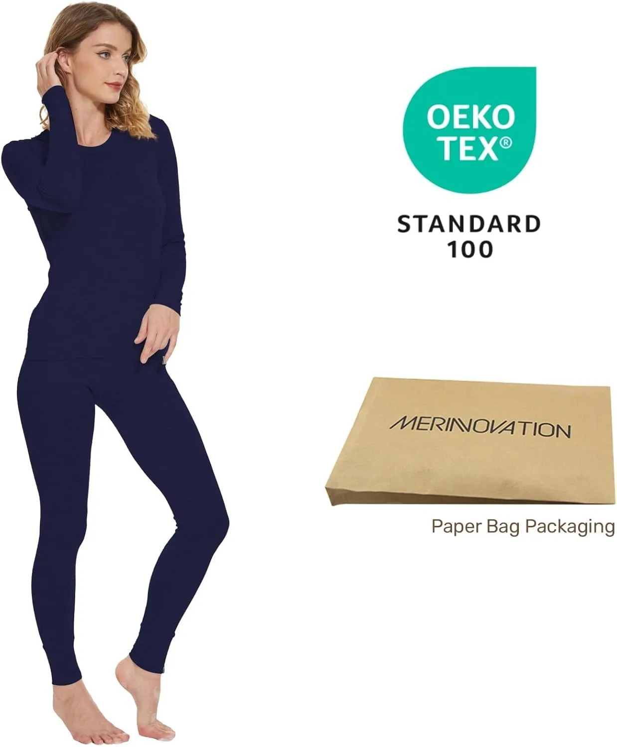 MERINNOVATION Merino Wool Base Layer Women 100% Merino Wool Long Sleeve Thermal Shirts for Women for Skiing Hiking