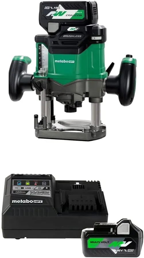 Metabo HPT M3612DA 36V MV Cordless Plunge Router Kit w/ 36V MultiVolt™ Battery and Charger Kit