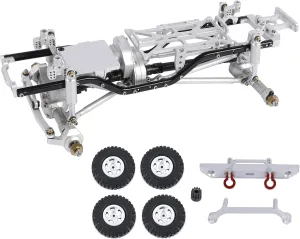 Metal Chassis Frame Assembled Kit for Axial SCX24 Deadbolt AXI90081 1/24 RC Crawler Car Upgrades (Silver)