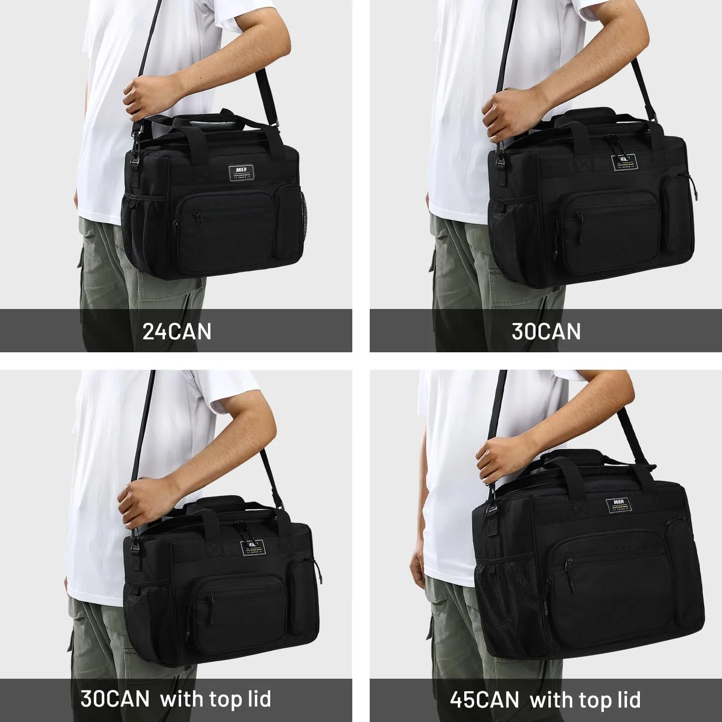 MIER Large Lunch Box for Men Women Adult Insulated Soft Sided Cooler 24 Can Leakproof Lunch Bag Collapsible for Work Travel Camping Beach, 15L (Green-No Luggage Strap)