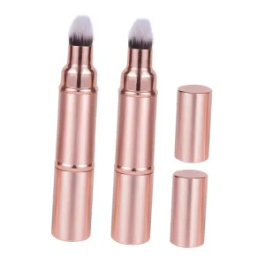 Mikinona Portable Makeup Brush Set Bag Foundation Blush Brush Collapsible Double-ended Brush for Travel Office