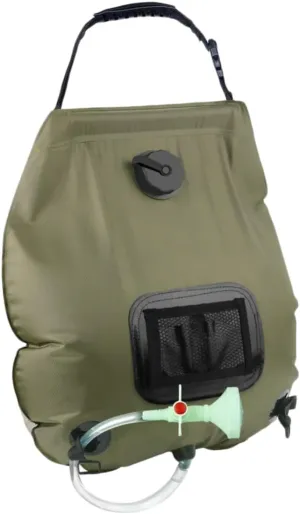 Mikinona Solar Camping Shower Bag Portable Outdoor Shower with Nozzle for Hiking Beach Travel and Outdoor Activities Olive Green Water Storage