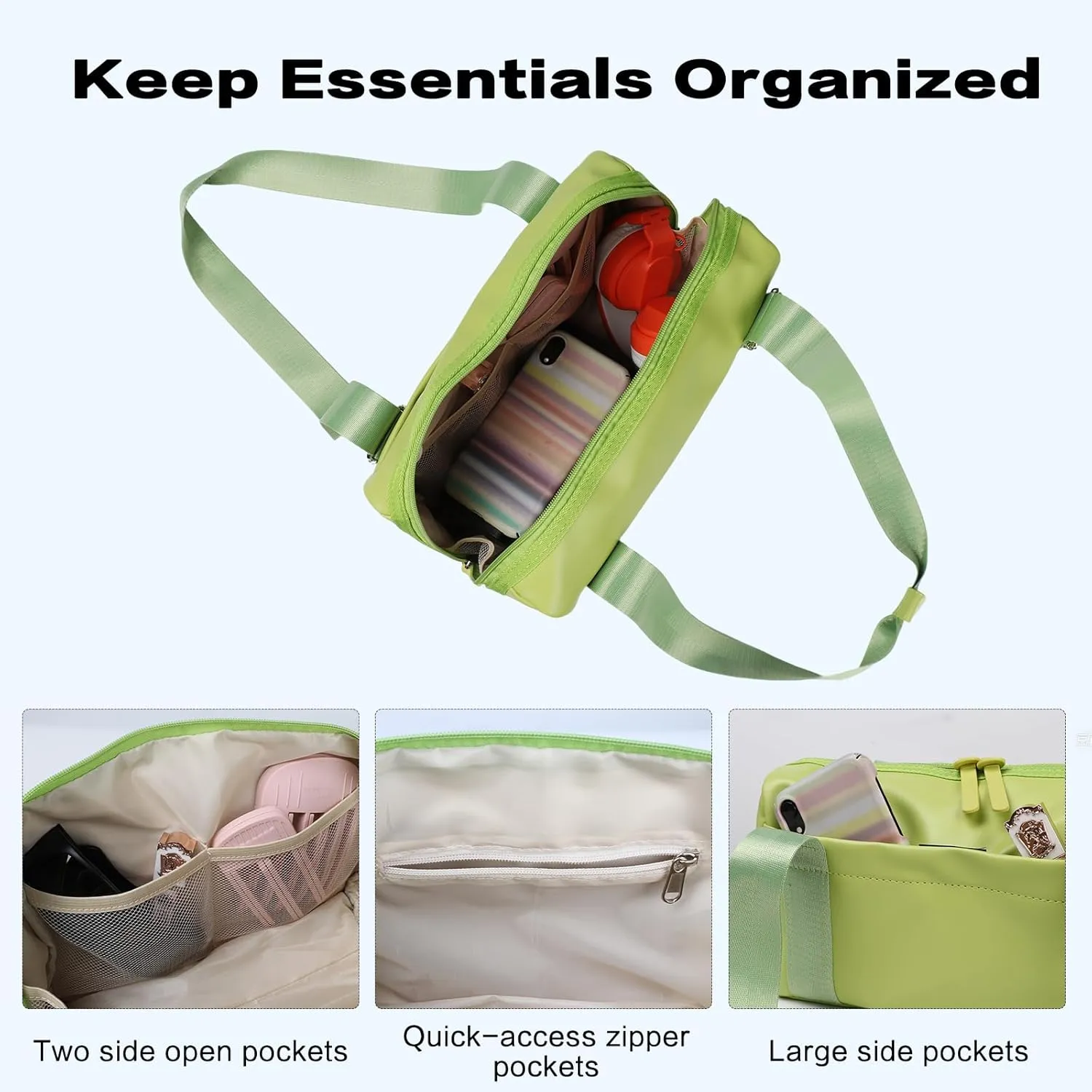 Mini Gym Bag for Women Girls Small Gym Tote Bag with Wet Compartment Waterproof Travel Duffle Bag Cute Workout Sport Bag (Green)