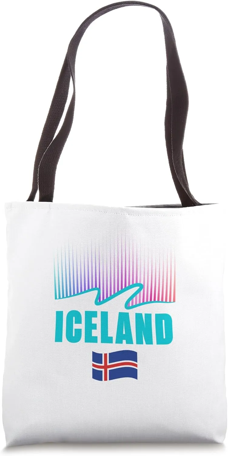 Minimal Northern Lights Aurora Iceland Flag Reykjavik Travel Tote Bag
