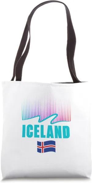 Minimal Northern Lights Aurora Iceland Flag Reykjavik Travel Tote Bag