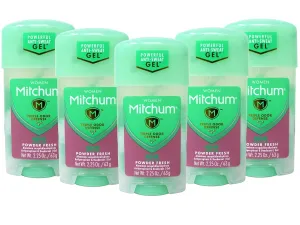 Mitchum Gel Anti-Perspirant Deodorant, Triple Odor Defense for Women, Powder Fresh, 2.25 Oz - 5 Pack