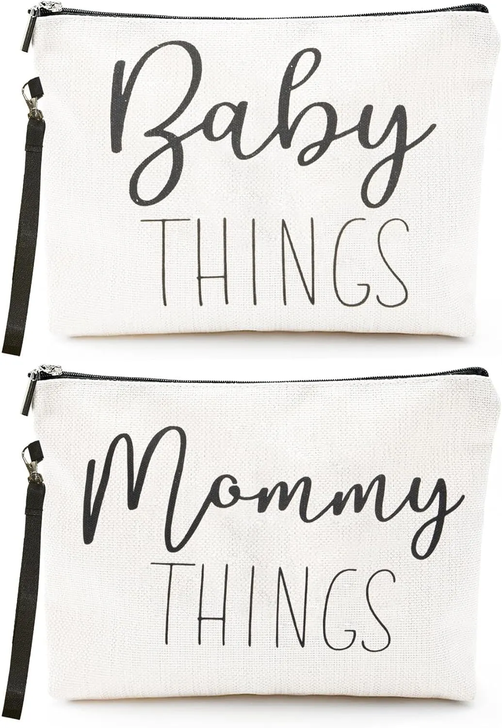 Mommy & Baby Bag - Canvas Zipper Pouch Set, New Mom Essentials, Postpartum Travel Toiletry Bag for Baby, 2 PCS