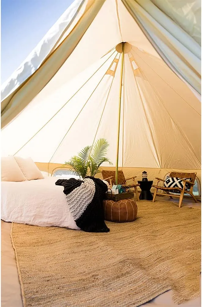 Mongolia Tent Large Camping Tent 5-8 Persons Outdoor Bell Tent Family Tents for Family Self-Driving Travel Hiking (Khaki 3m)