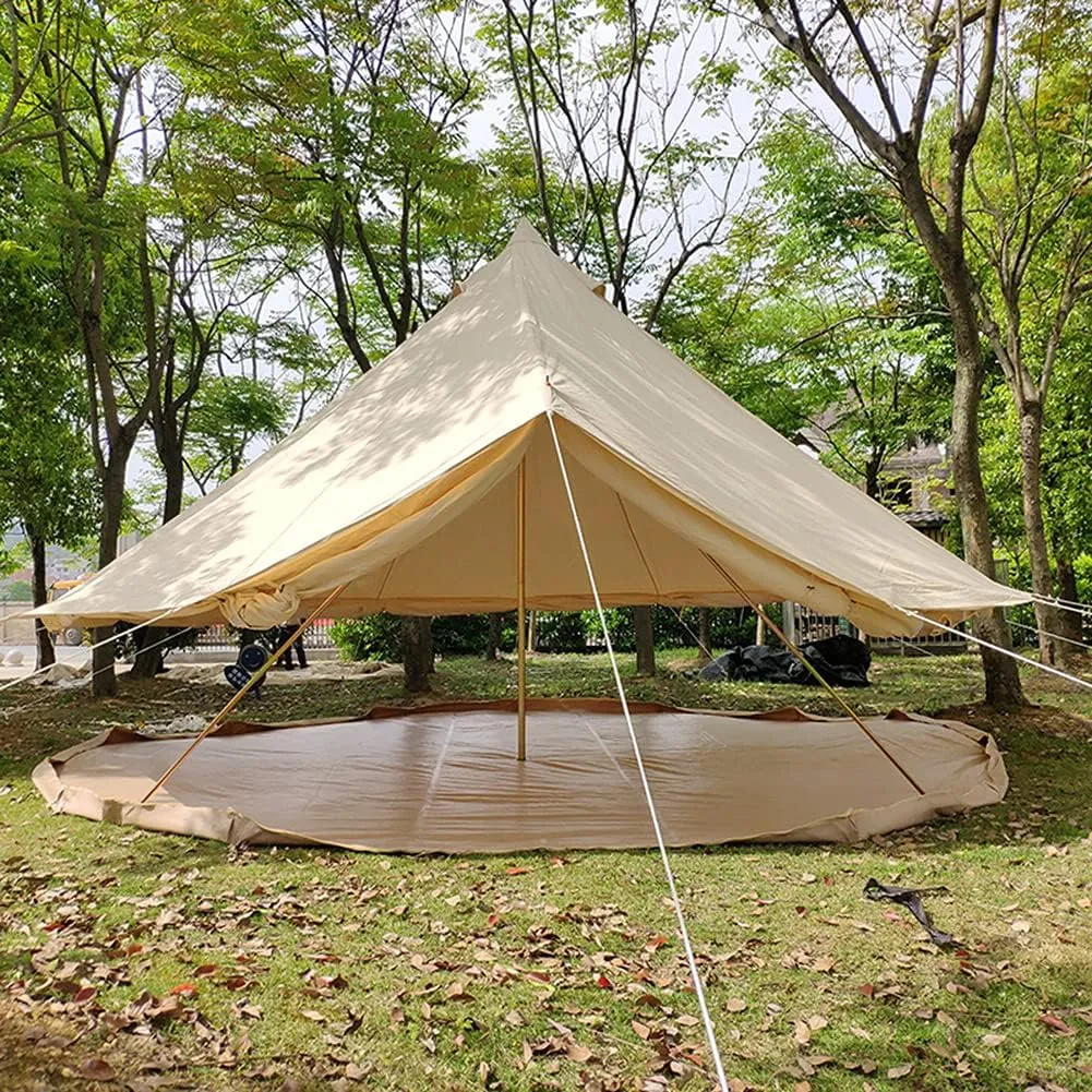 Mongolia Tent Large Camping Tent 5-8 Persons Outdoor Bell Tent Family Tents for Family Self-Driving Travel Hiking (Khaki 3m)