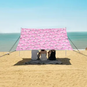 Mosquito Abstract Style Beach Canopy Tent Anti-UV & Wind Resistant, Camping Sun Shelter Easy Setup Portable,Outdoor Shade Tents with Sandbags,Sand Shovels,Ground Pegs & Stability Poles