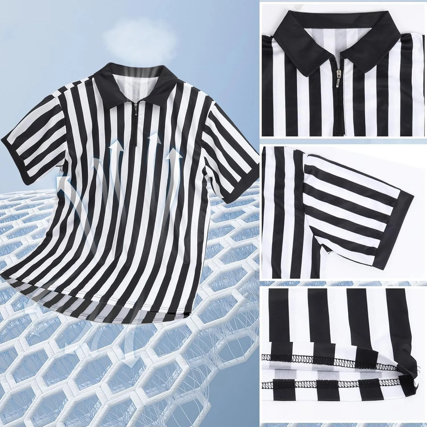 Mprocen 5Pcs Men Referee Costume Kit Official Referee Shirt Women Ref Hat Whistle Yellow Penalty Flag for Football Soccer