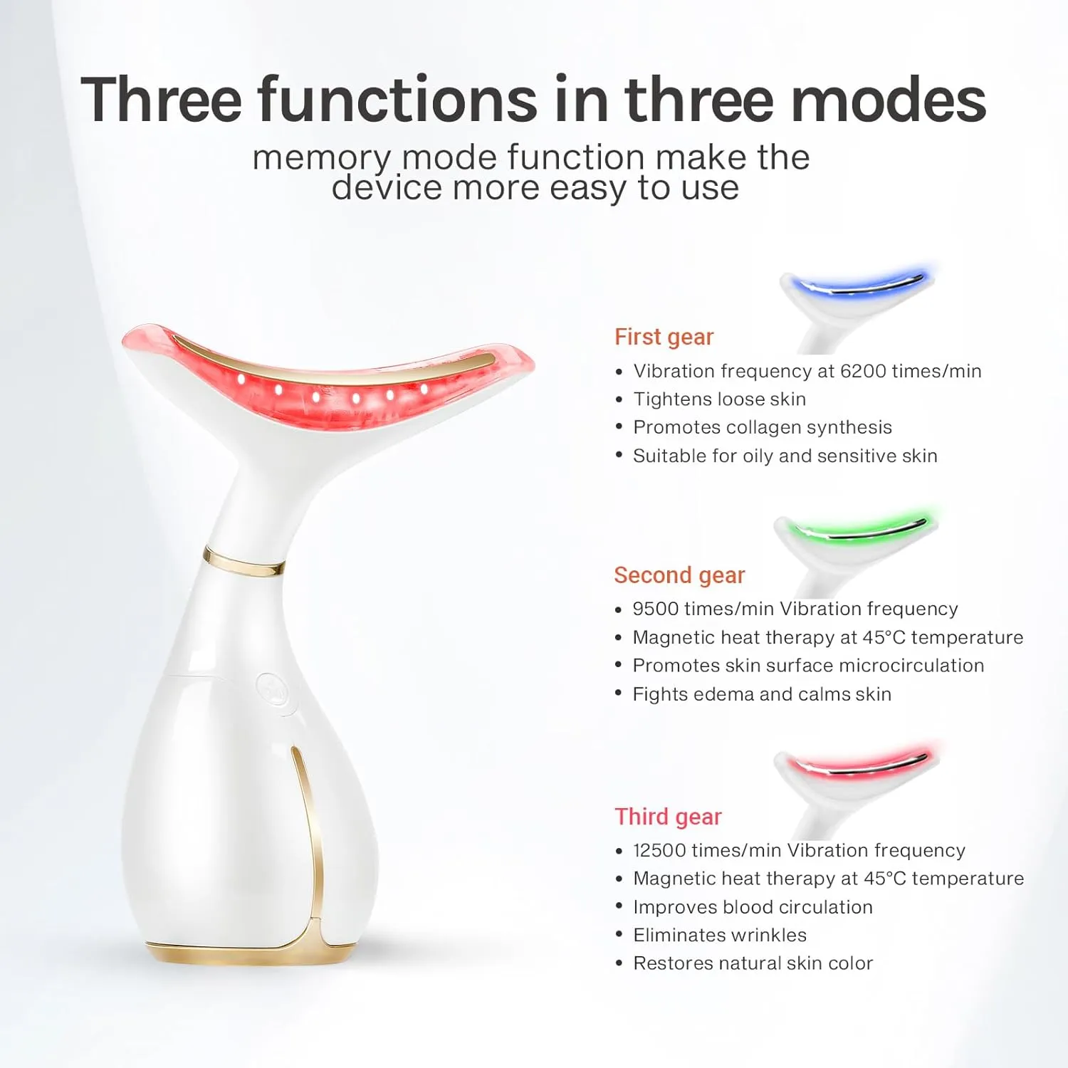 Ms.W Red Light Facial Massager, Face Massager Tool for Skin Care with LED, Thermal, and Vibration,Tightenings and Rejuvenation for Face and Neck