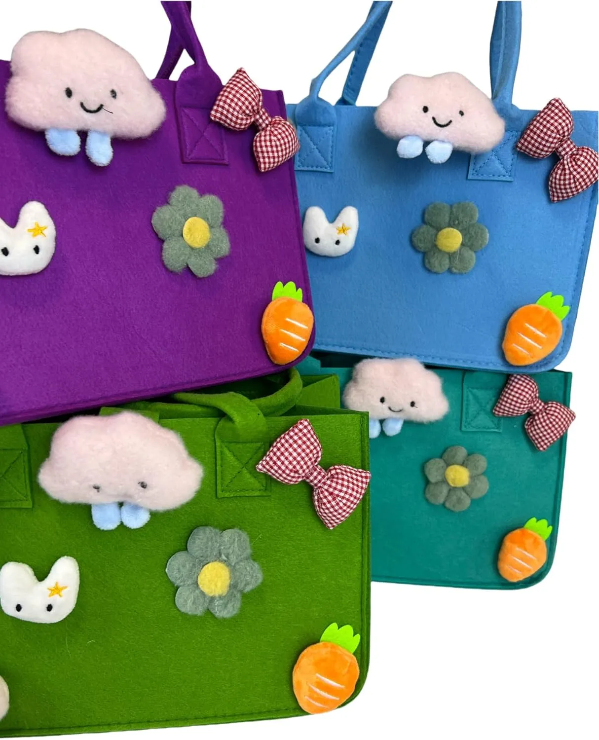 Multi-use Cartoon Portable Felt Tote Bag Gift For Kids Suitable For Baby Shower Birthday Party (21.lawn green medium2)