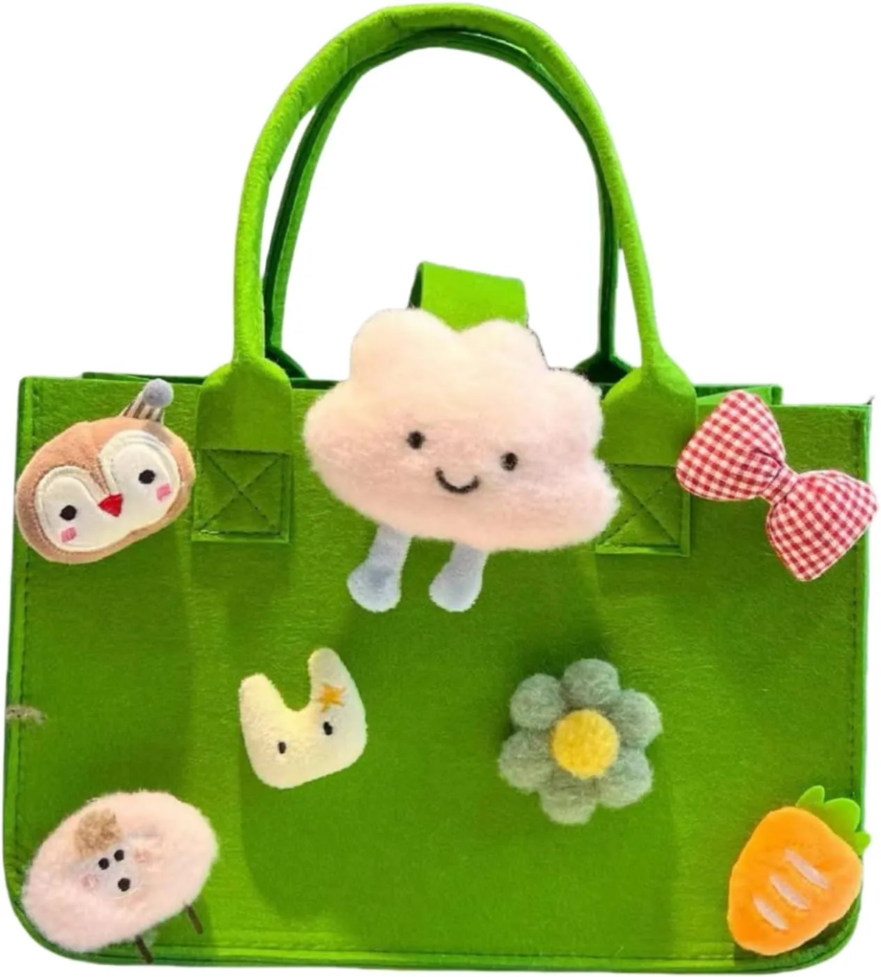Multi-use Cartoon Portable Felt Tote Bag Gift For Kids Suitable For Baby Shower Birthday Party (21.lawn green medium2)