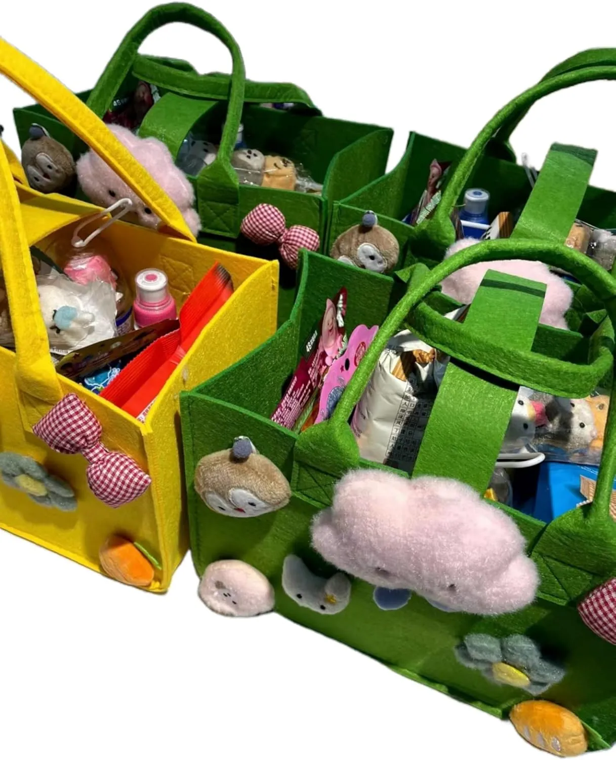Multi-use Cartoon Portable Felt Tote Bag Gift For Kids Suitable For Baby Shower Birthday Party (21.lawn green medium2)