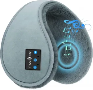 MUSICOZY Bluetooth Headphones Earmuffs Ear Warmers Wireless Headphones Earmuffs, Built-in HD Speakers and Microphone with Carry Bag for Biking Running Cool Tech Gadgets Gifts for Winter(Grey)