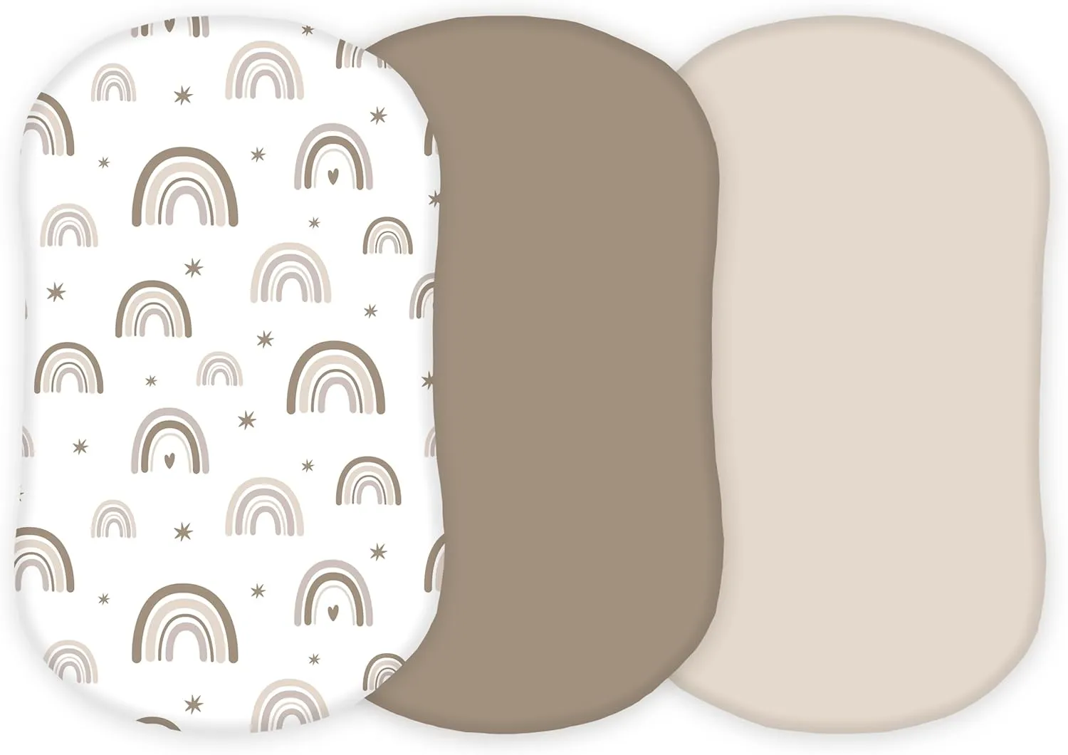 Muslin Bassinet Sheets Compatible with Halo Bassinest Swivel, Flex, Glide, Premiere and Luxe Series Sleeper, Pack 3, 33 X 17 Inch, Ultra Soft and Snug Fit, Unisex Boys Girls, Green Rainbow