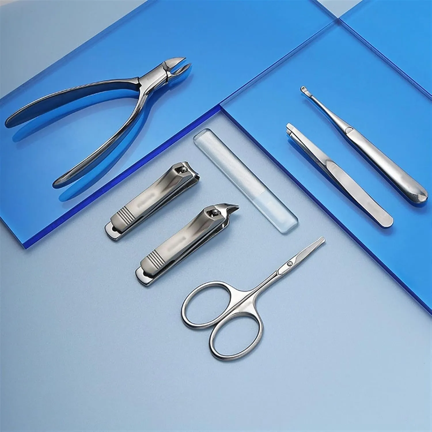 Nail Clippers Kit Portable Nail Clipper Set, 7 Pieces Pedicure Grooming Kit for Men Women, Sharp Finger&Toe Nail Tool, Personal Care Manicure Kit with Leather Case Pedicure Tools for Feet ( Color : Gr