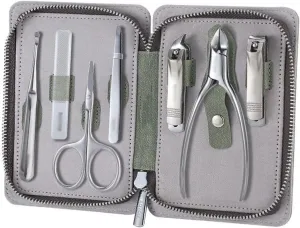 Nail Clippers Kit Portable Nail Clipper Set, 7 Pieces Pedicure Grooming Kit for Men Women, Sharp Finger&Toe Nail Tool, Personal Care Manicure Kit with Leather Case Pedicure Tools for Feet ( Color : Gr