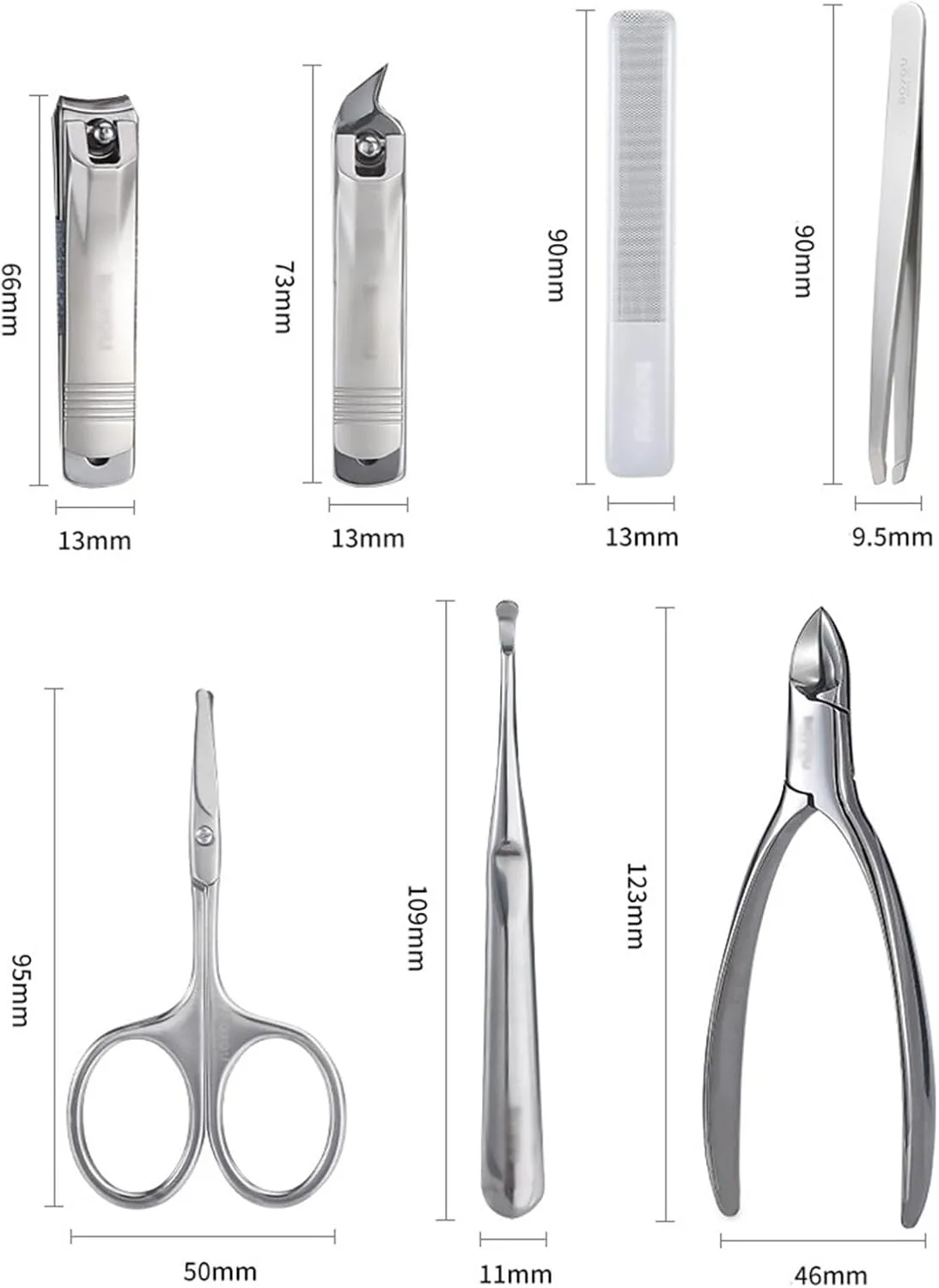 Nail Clippers Kit Portable Nail Clipper Set, 7 Pieces Pedicure Grooming Kit for Men Women, Sharp Finger&Toe Nail Tool, Personal Care Manicure Kit with Leather Case Pedicure Tools for Feet ( Color : Gr