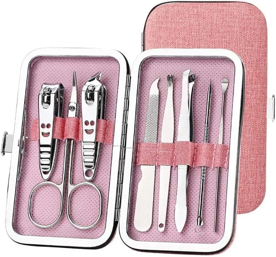 Nail Clippers, Manicure Pedicure Set,Nail clippers manicure set,Travel Mini Nail Set Nail Clippers 8Pcs Stainless Steel Nail Clippers Scissors Suit Set Kits Manicure Stainless Steel Black Portable Tra