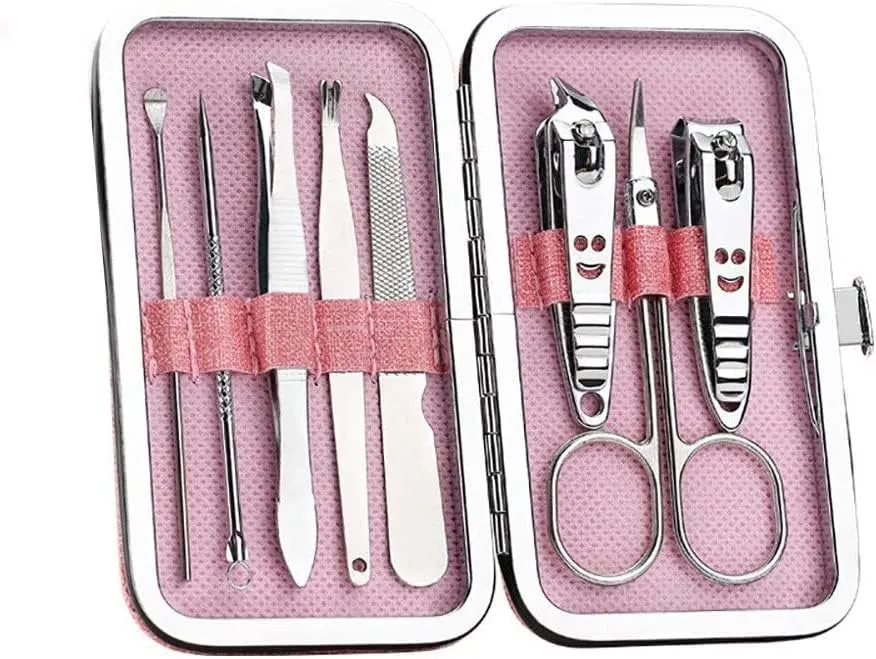 Nail Clippers, Manicure Pedicure Set,Nail clippers manicure set,Travel Mini Nail Set Nail Clippers 8Pcs Stainless Steel Nail Clippers Scissors Suit Set Kits Manicure Stainless Steel Black Portable Tra