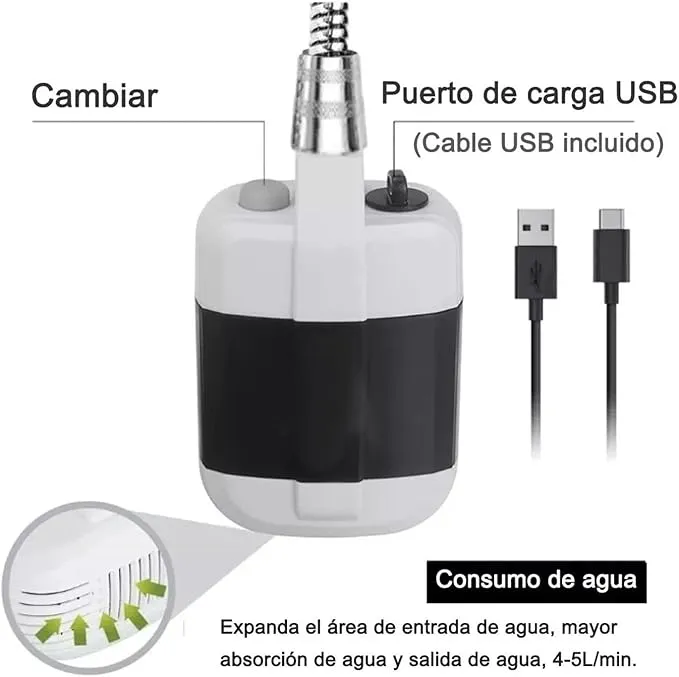 Naroote Portable Outdoor Shower, Camping Shower, Portable Shower Head Portable Shower ABS Electric Battery Powered Camping Shower Pump for Outdoor Use