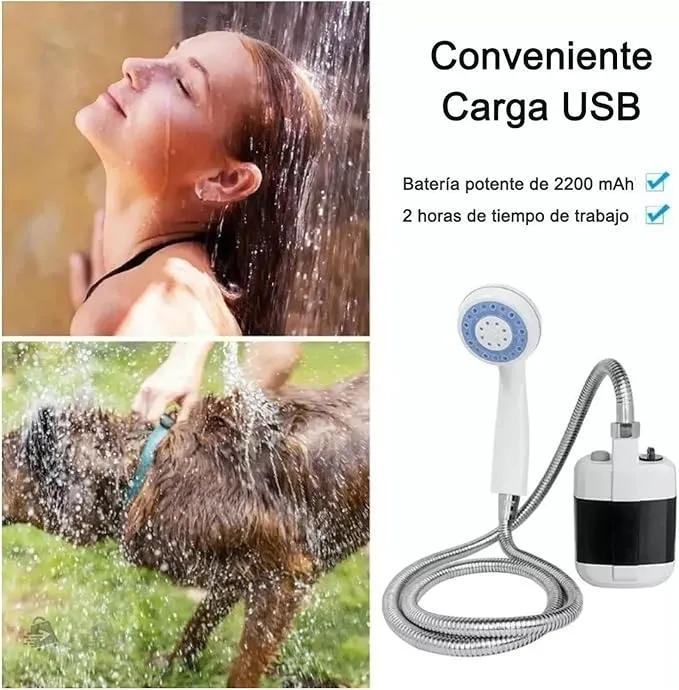 Naroote Portable Outdoor Shower, Camping Shower, Portable Shower Head Portable Shower ABS Electric Battery Powered Camping Shower Pump for Outdoor Use