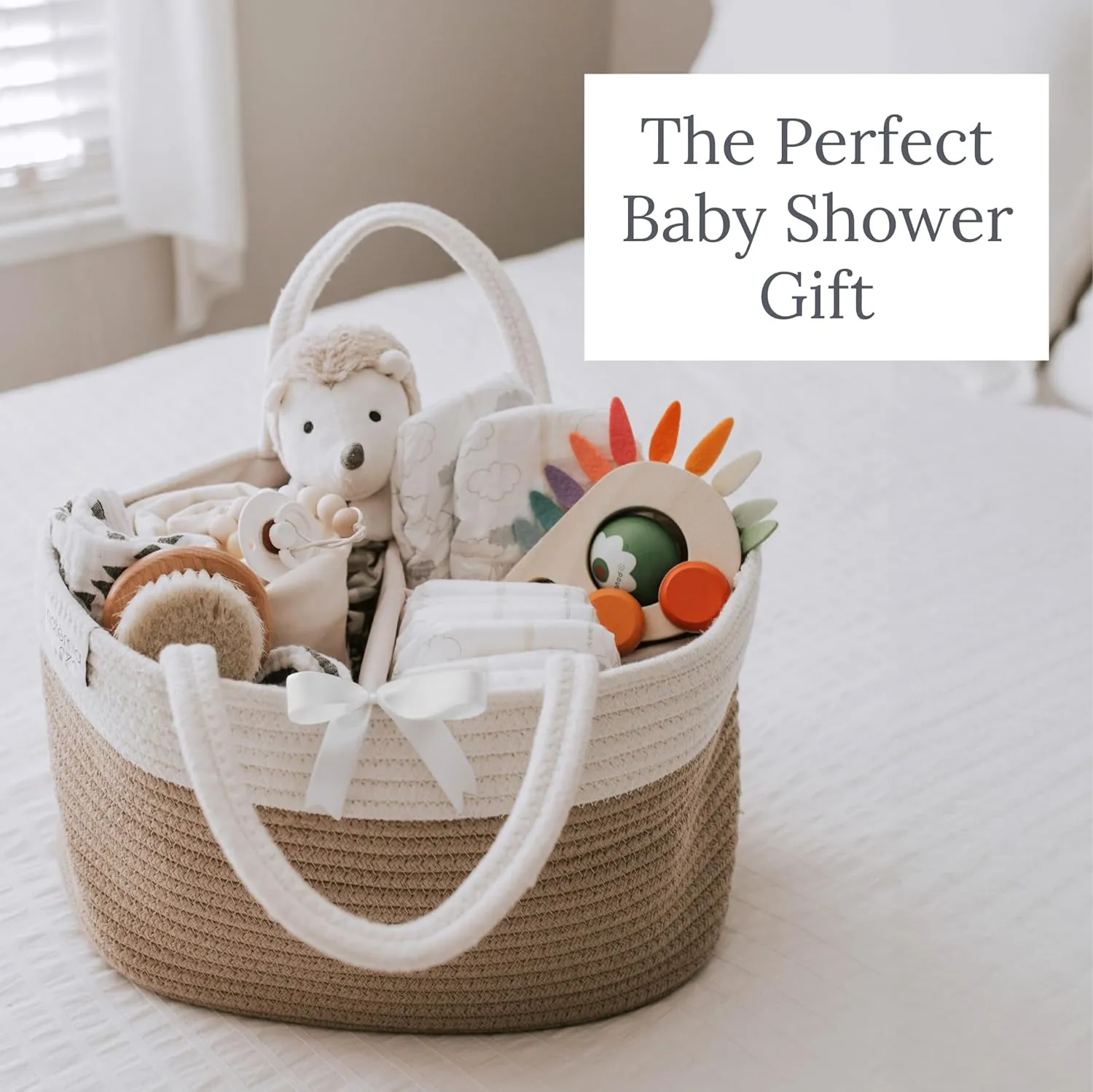 Natemia Premium Baby Diaper Caddy Organizer - Baby Gift Basket for Shower, Portable Diaper Organizer for Changing Table, Newborn Essentials, Nursery Basket
