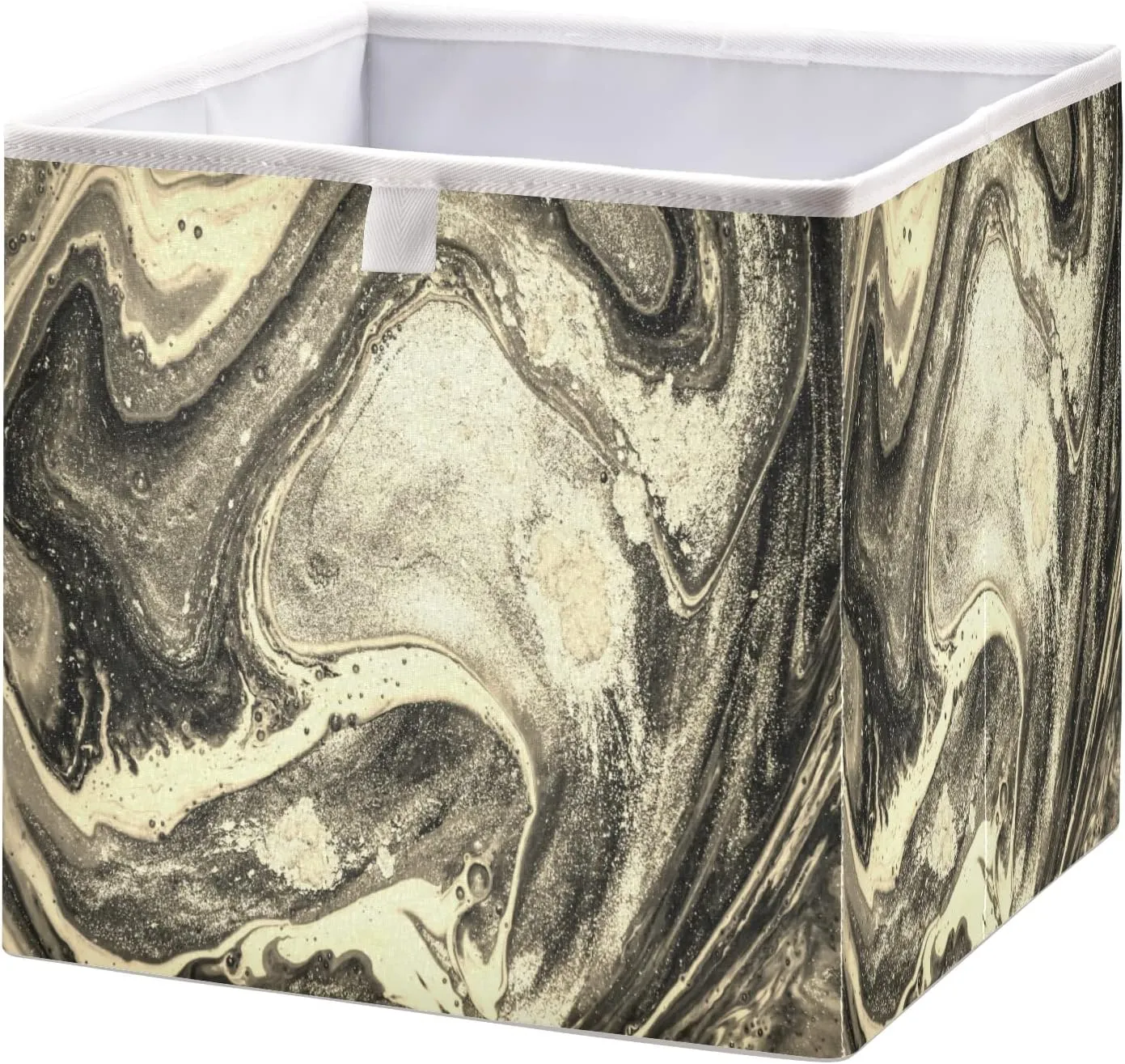 Natural Luxury Gold Marble Golden Powder Oriental Art Square Foldable Cube Storage Basket Collapsible Fabric with Handles Bag Organizer Clothes for Home Bedroom 11 x 11 x 11 in