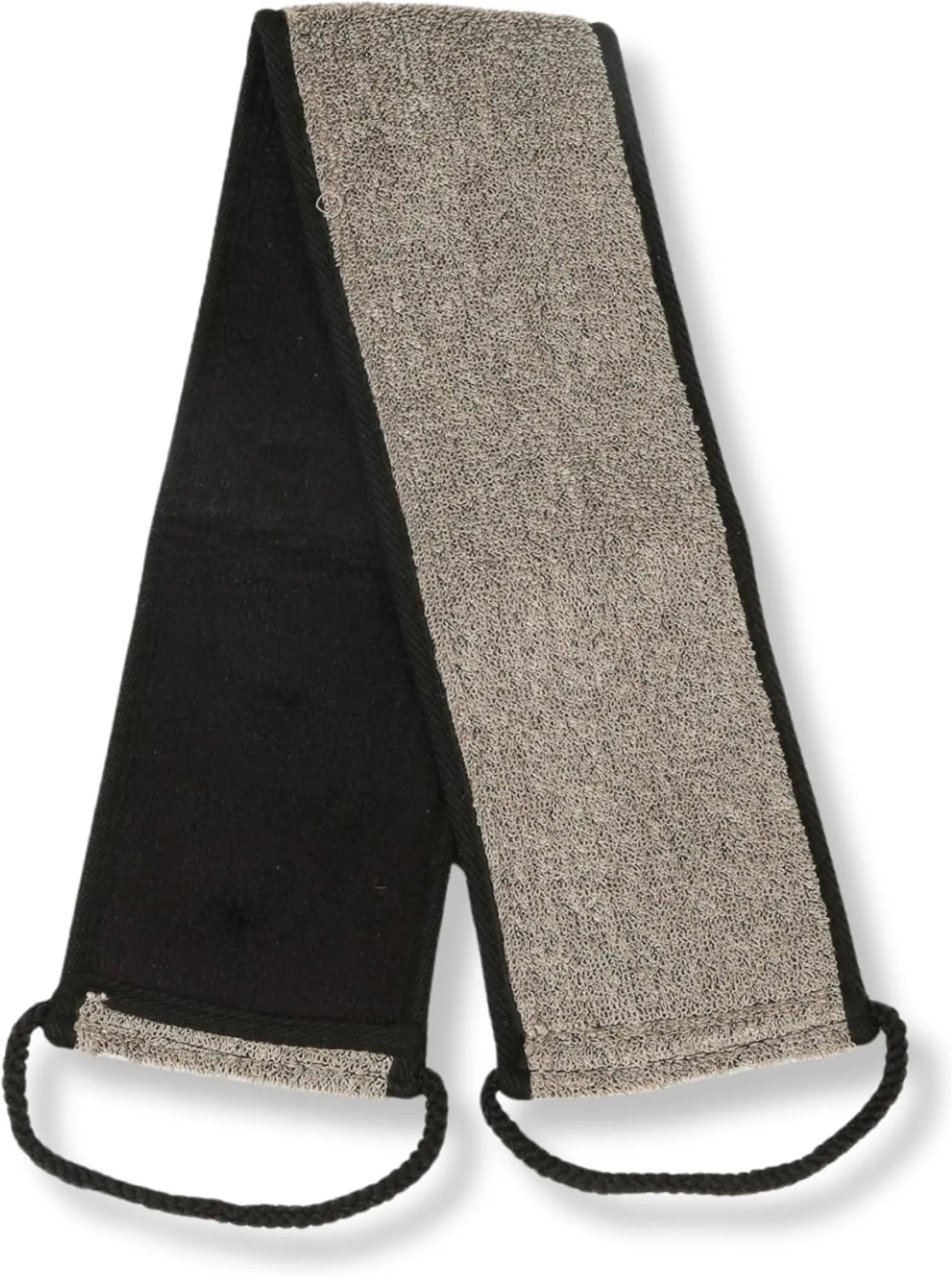 Natural Sisal Hemp Back Strap Black - Premium Exfoliating Back Washer with Handles, Shower Bath Sponge Body Scrubber for Smooth Skin