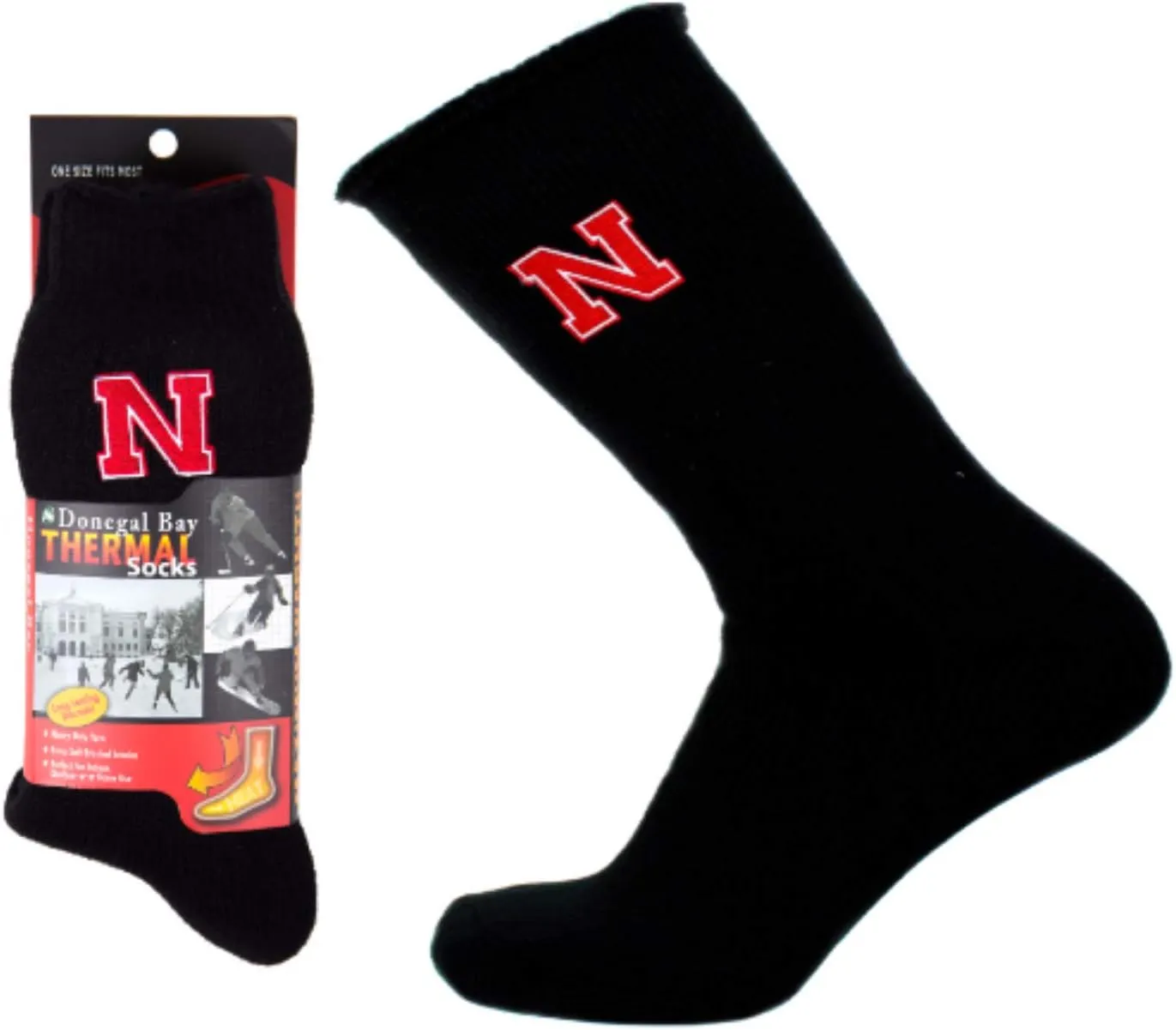 NCAA Nebraska Cornhuskers Thermal Sock Bag, Black/Red, One Size