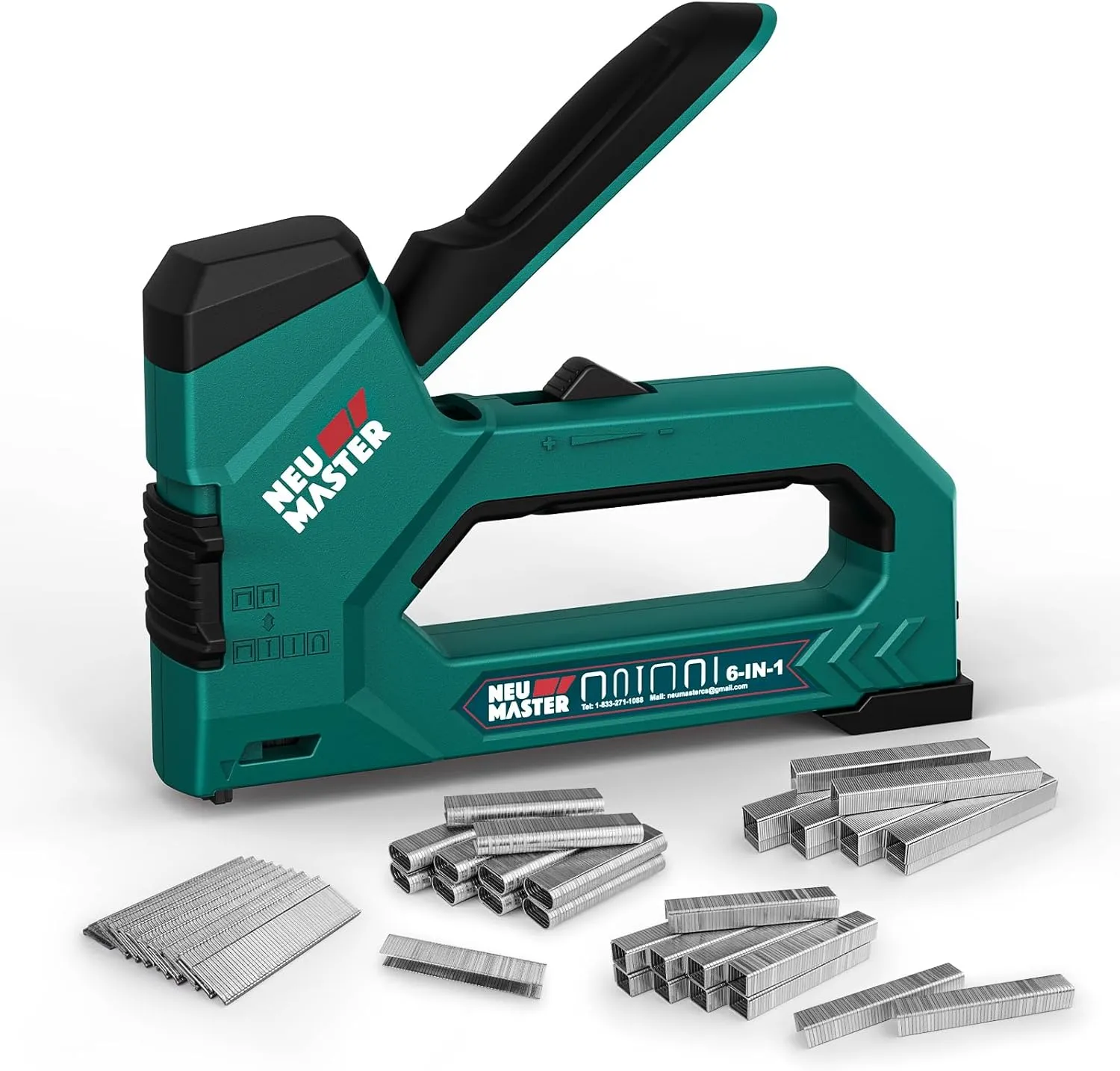 NEU MASTER 6-in-1 Staple Gun, Upholstery Staple Gun with 4000 Counts Staples, Staple Gun Heavy Duty for Wood, Fixing Material, Decoration DIY, Carpentry, Furniture