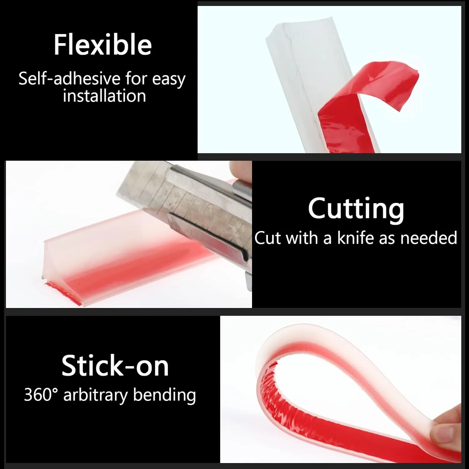 New Collapsible Shower Threshold Water Dam, Self Adhesive Silicone Waterproof Barrier Bathroom and Kitchen Water Strip Dam Shower Guard for Dry And Wet Separation Caulk Seal Strip Edge Trim(TM)
